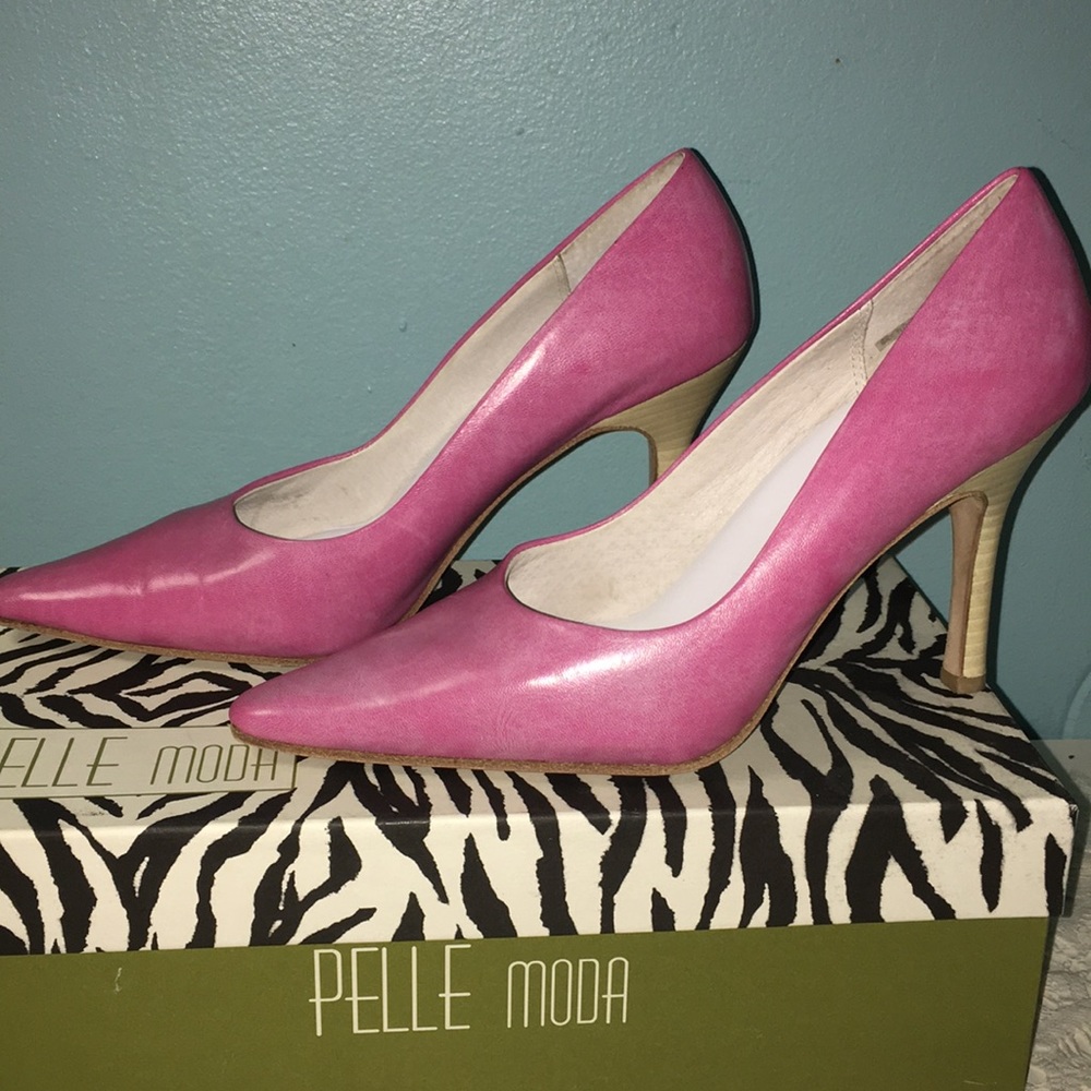 Pink Leather Pump Pellemoda